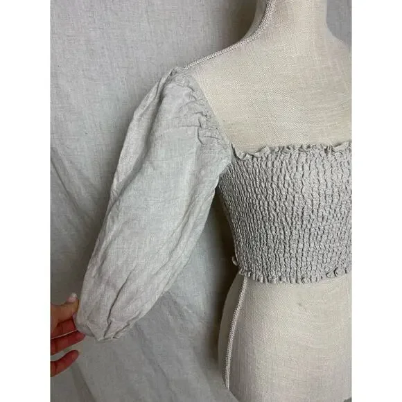 Reformation Scarlett Linen Cream Two Piece Set Size 8 - Picture 3 of 16